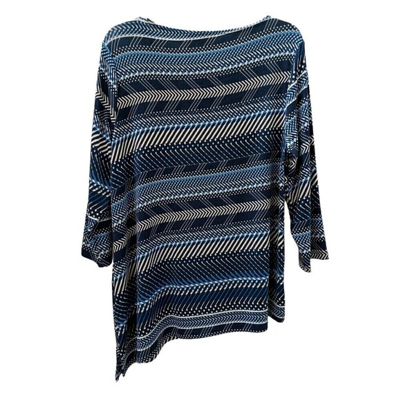Chicos Travelers Top Size 2 Classic Sky Weaves Asymmetrical Blue Knit - Picture 3 of 5